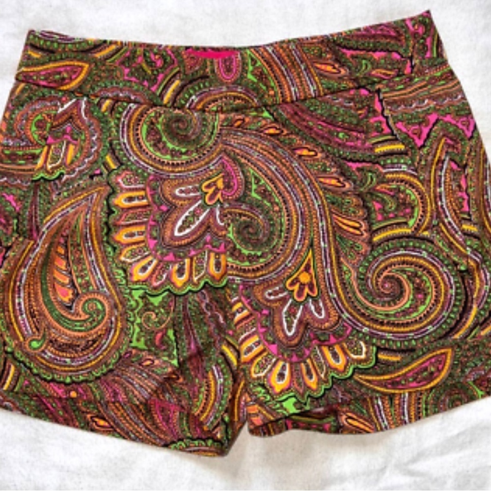 J. Crew High Waist Green and Pink Shorts